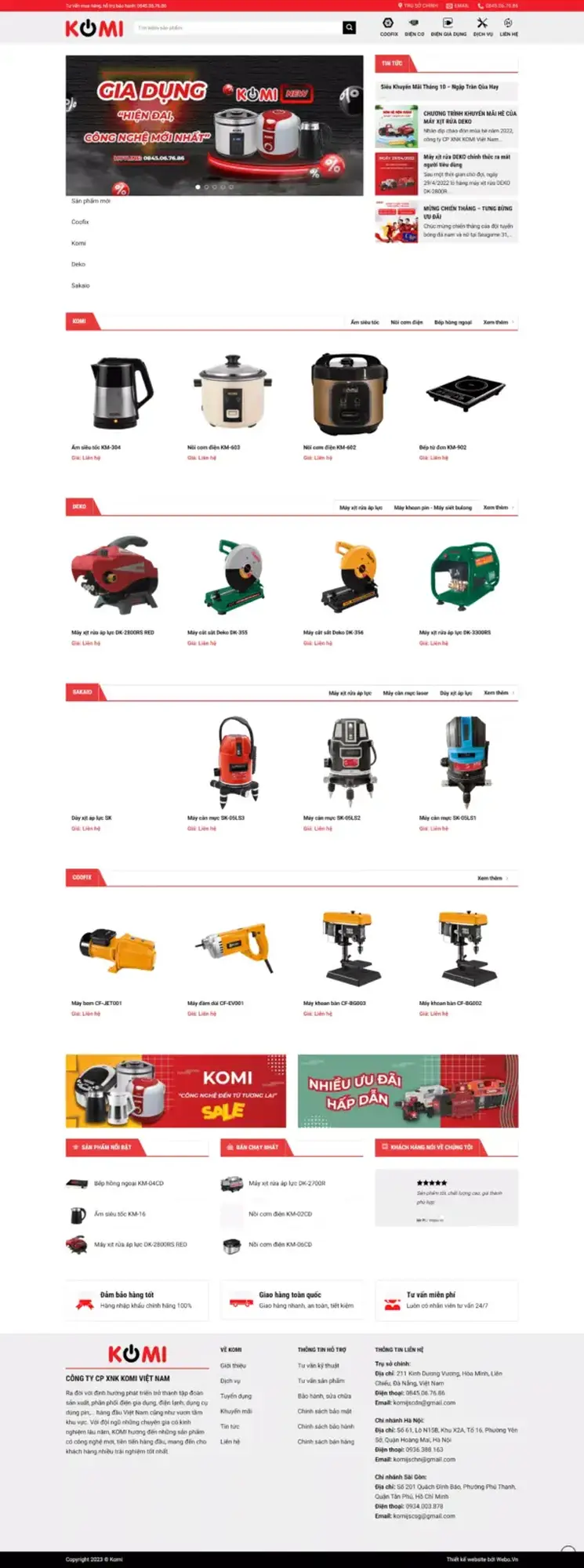 Website KOMI - Trang sản phẩm đồ gia dụng KOMI Việt Nam