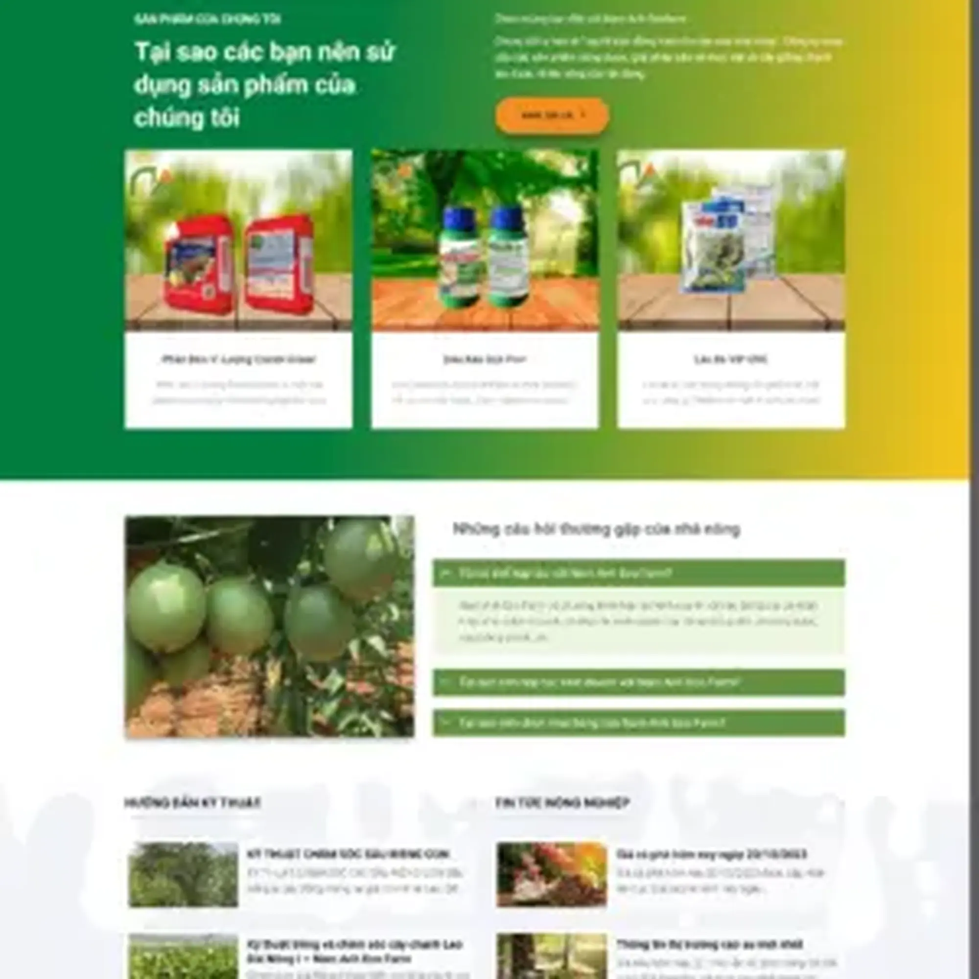 Website Nam Anh ECO FARM - Trang giới thiệu sản phẩm Công ty nông nghiệp