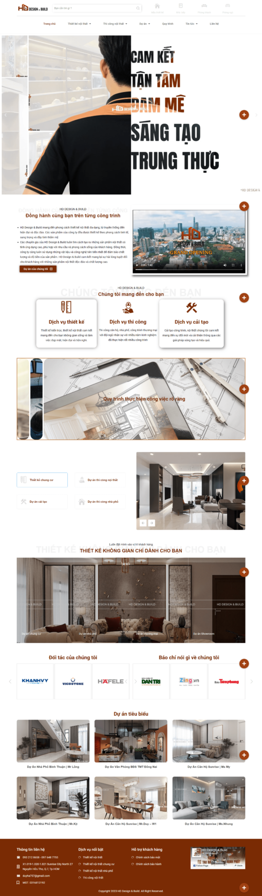 wesite công ty hd design & build - công ty mội thất