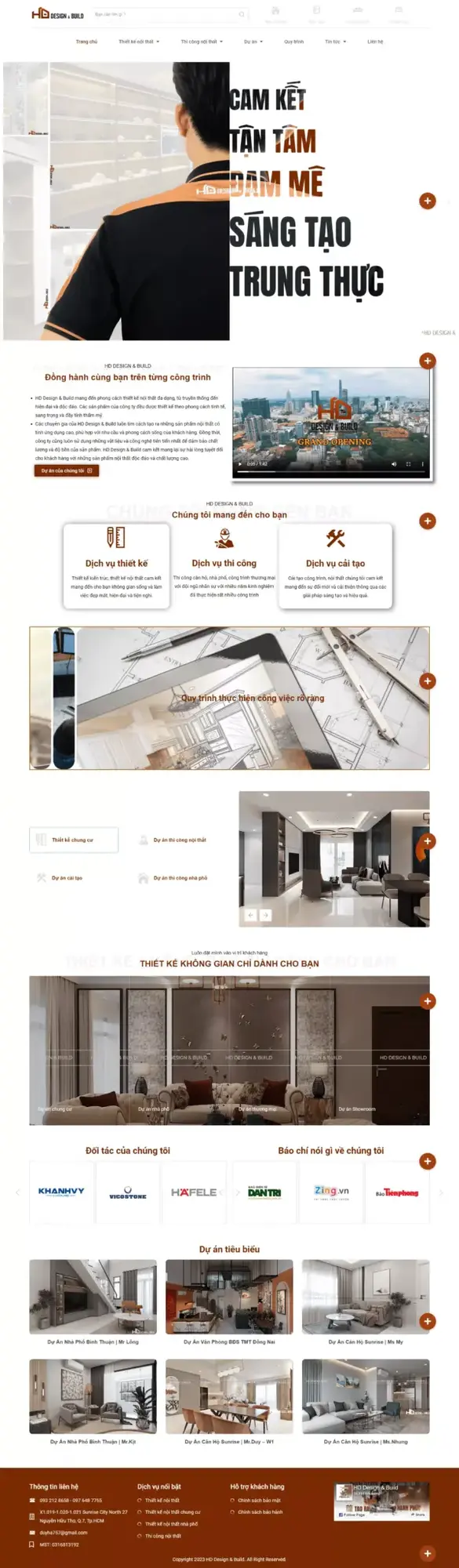 Wesite Công ty HD DESIGN & BUILD - Công ty mội thất
