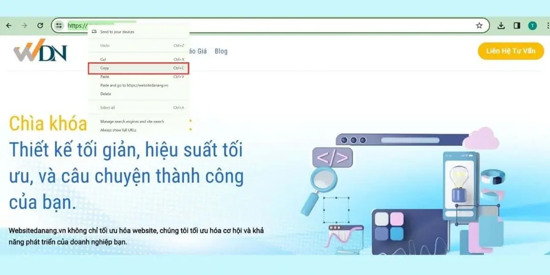 nhấn chọn sao chép url
