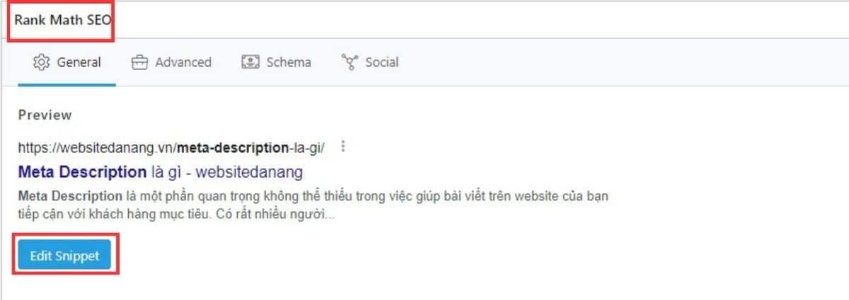 thêm thẻ meta description với rank math seo