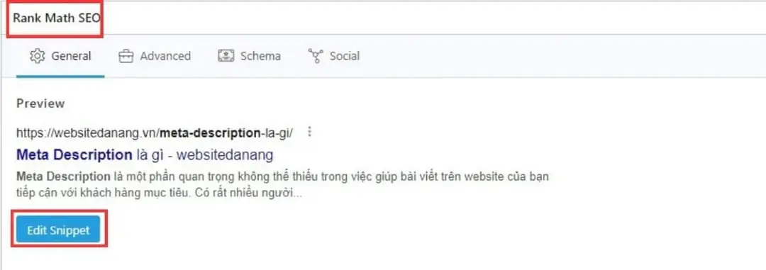 thêm thẻ meta description với rank math seo