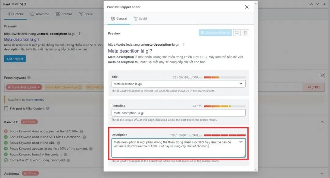 viết nội dung vào meta description theo yêu cầu