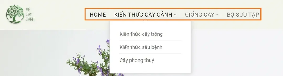 menu điều hướng là một trong các thành phần của trang web