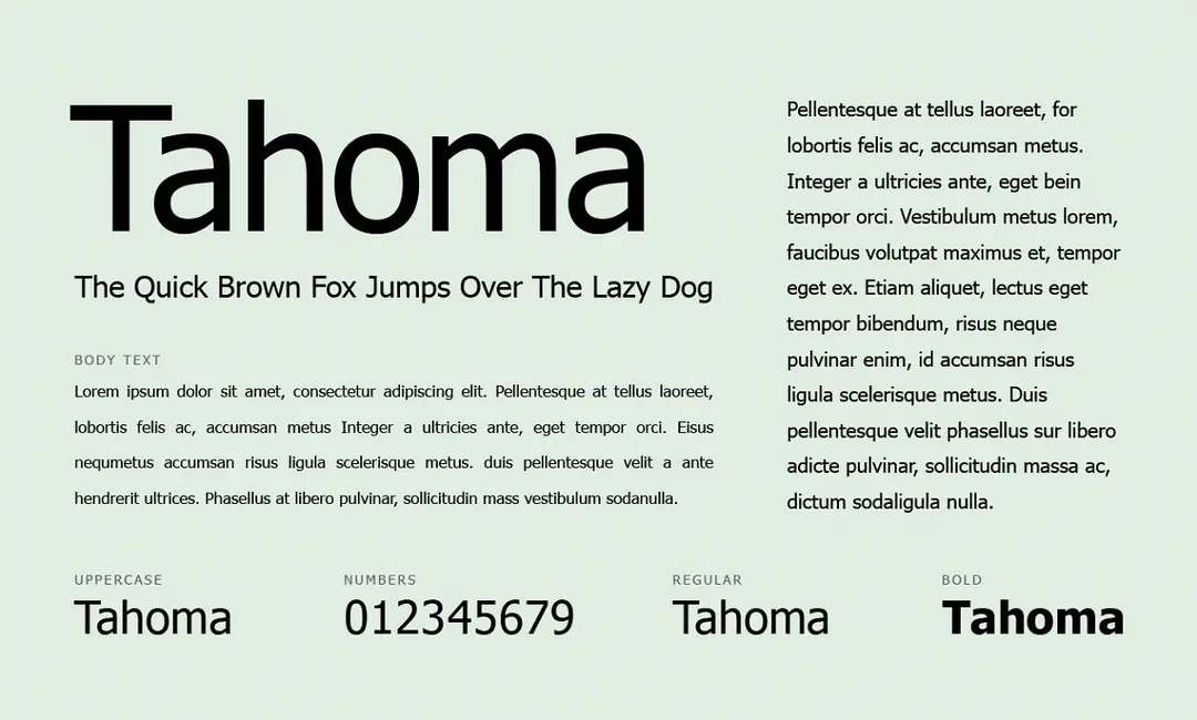 font chữ website tahoma được sử dụng phổ biến