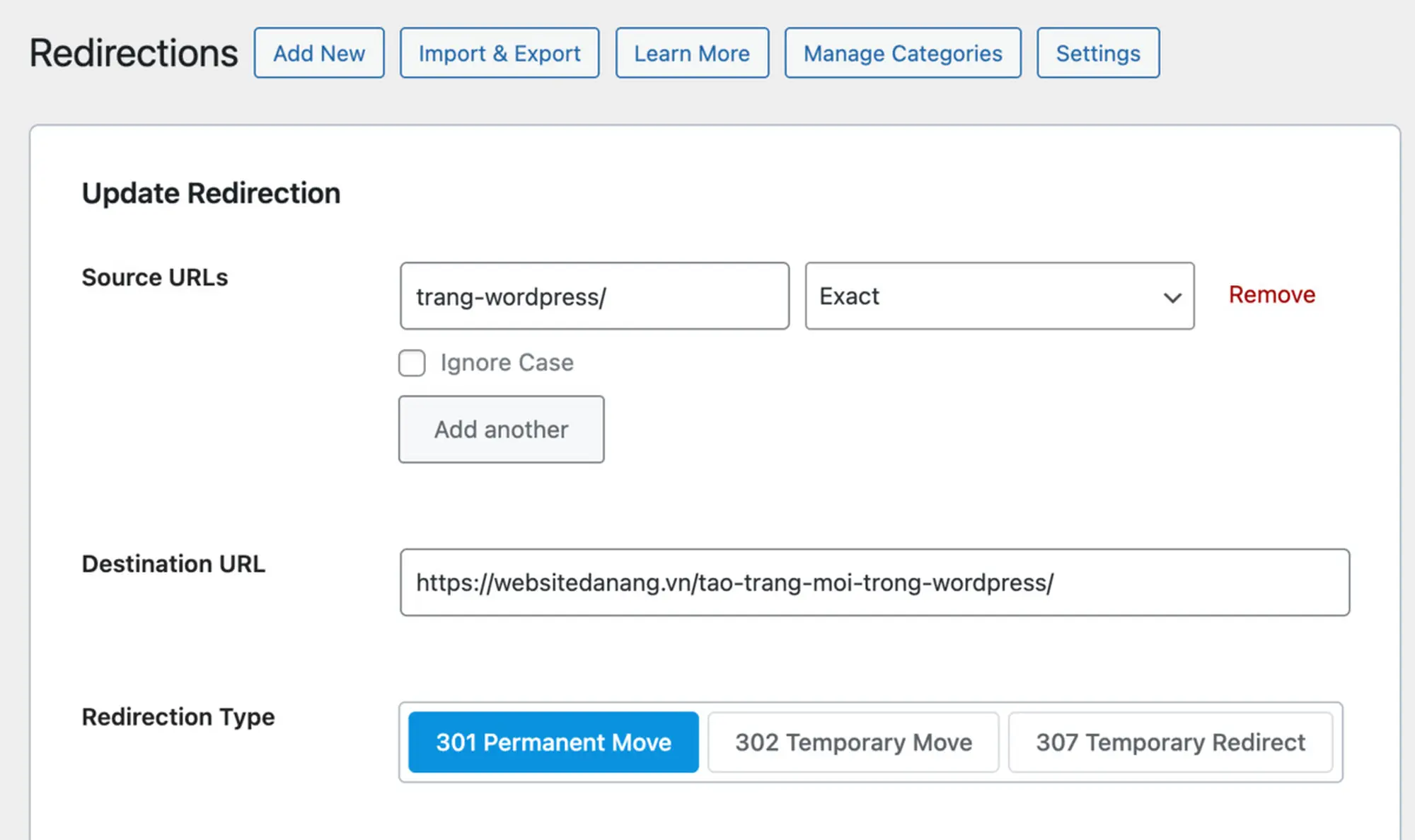 Sử dụng redirect