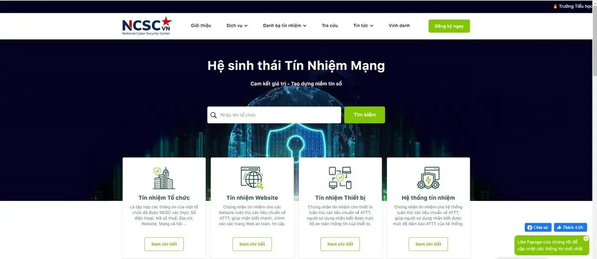 truy cập vào trang web tín nhiệm mạng