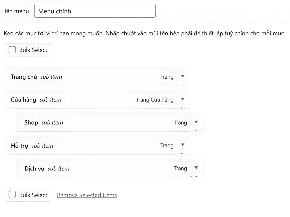 cách tạo menu trong wordpress kiểu thả xuống (drop-down)