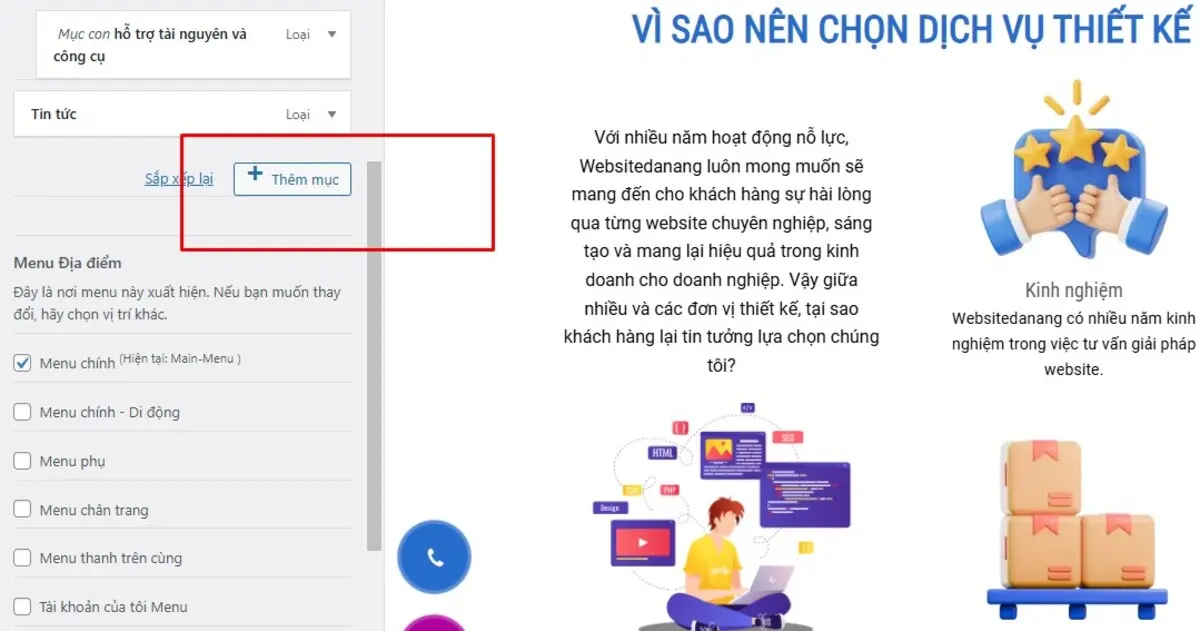 bạn có thể thêm menu