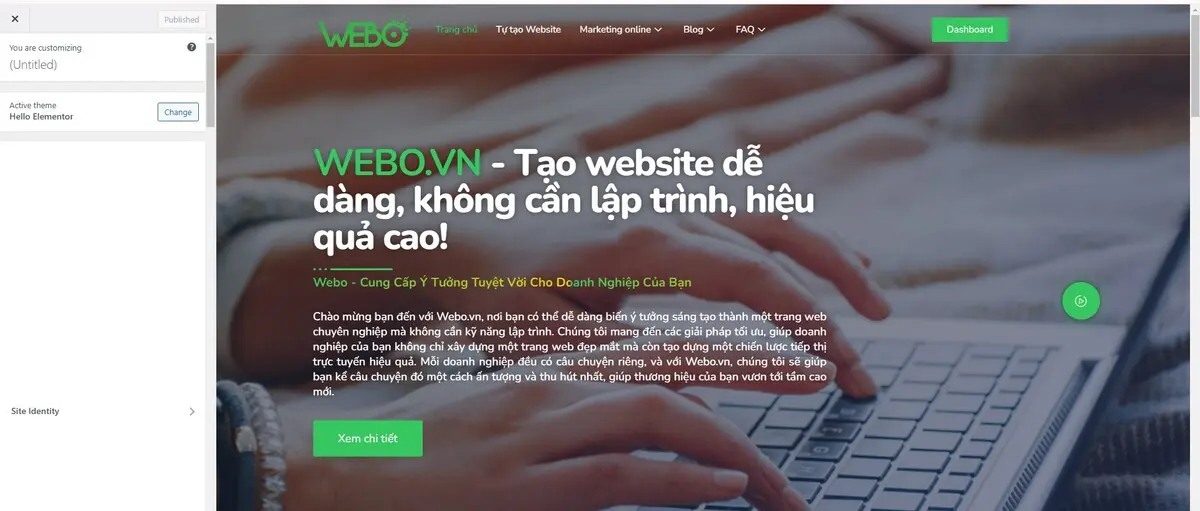 Màn hình sẽ hiển thị ra để bạn thêm các thành phần