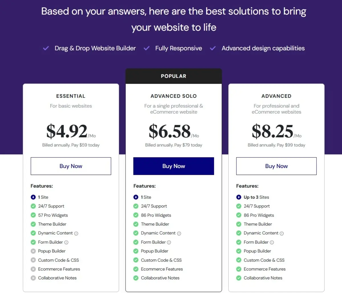 chọn gói dịch vụ xây dựng website