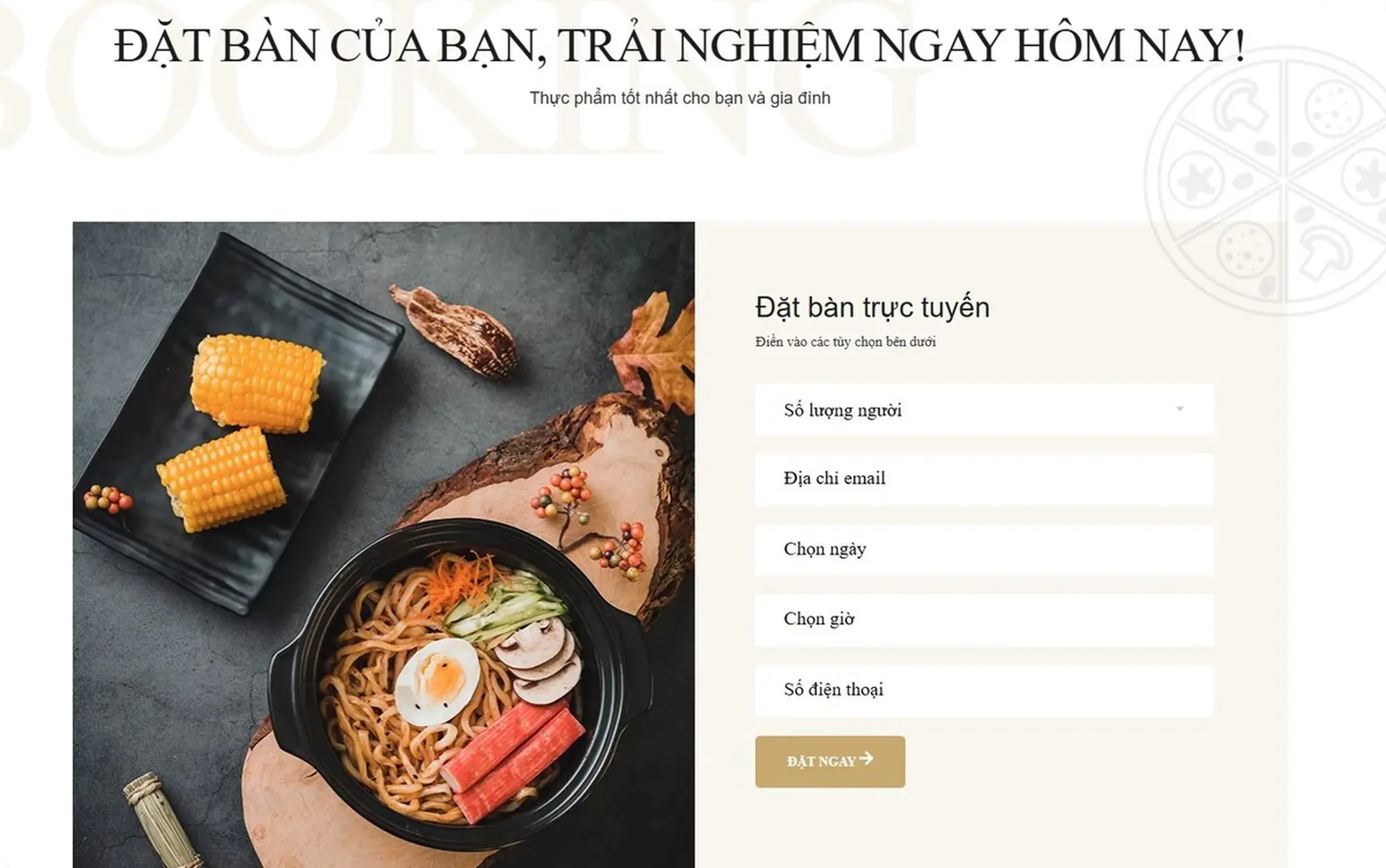Hệ thống đặt bàn, đặt món trực tuyến