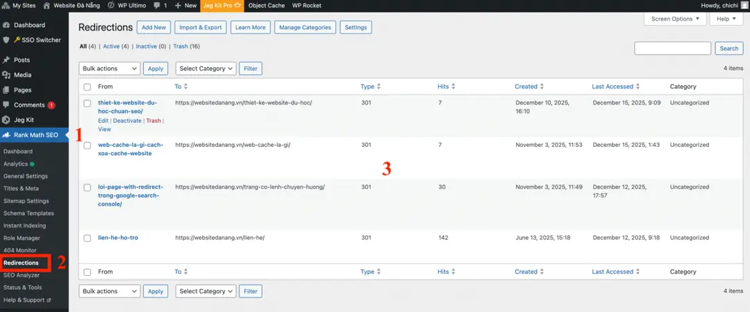 kiểm tra lệnh chuyển hướng tạo trong redirect