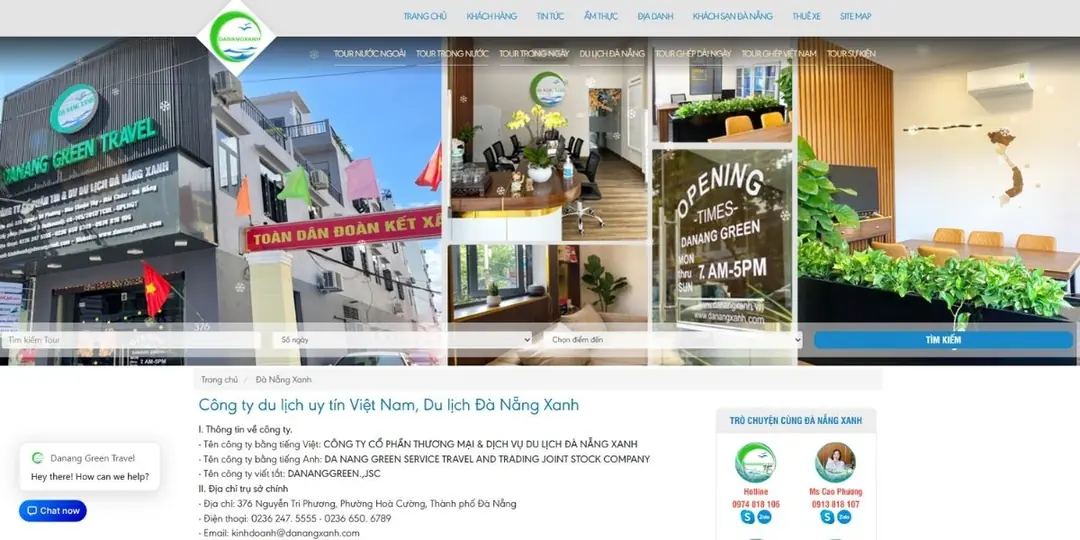 website công ty du lịch đà nẵng xanh