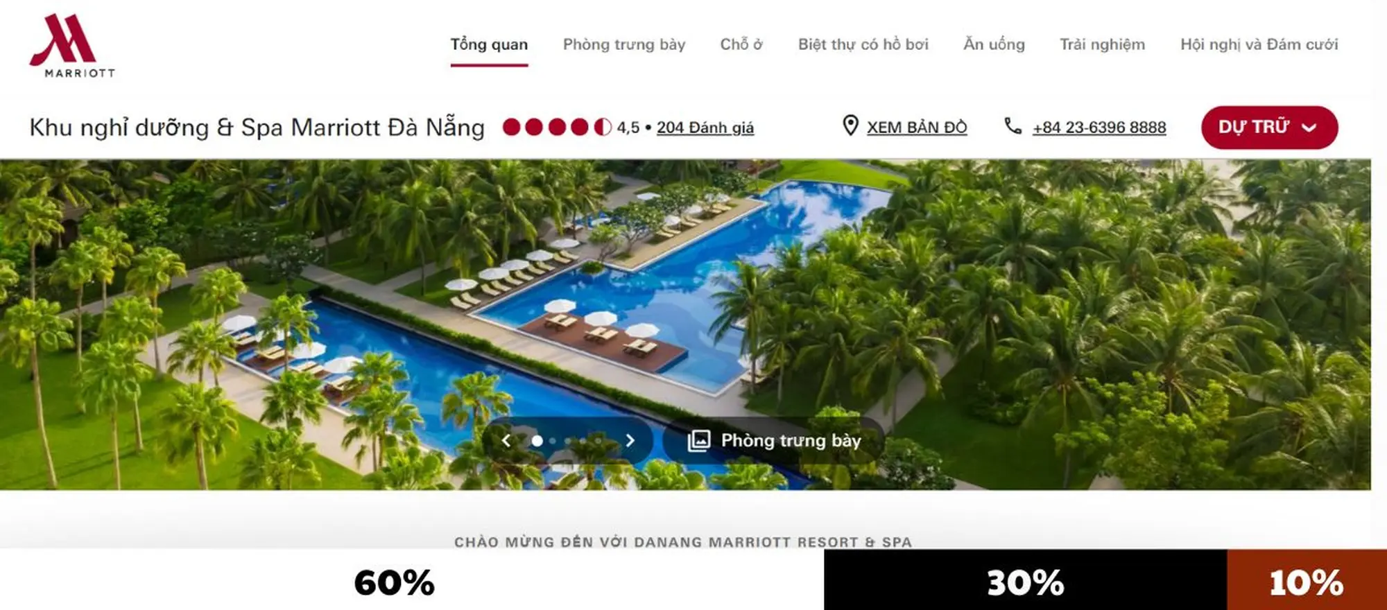 website đặt phòng khách sạn của marriott resort