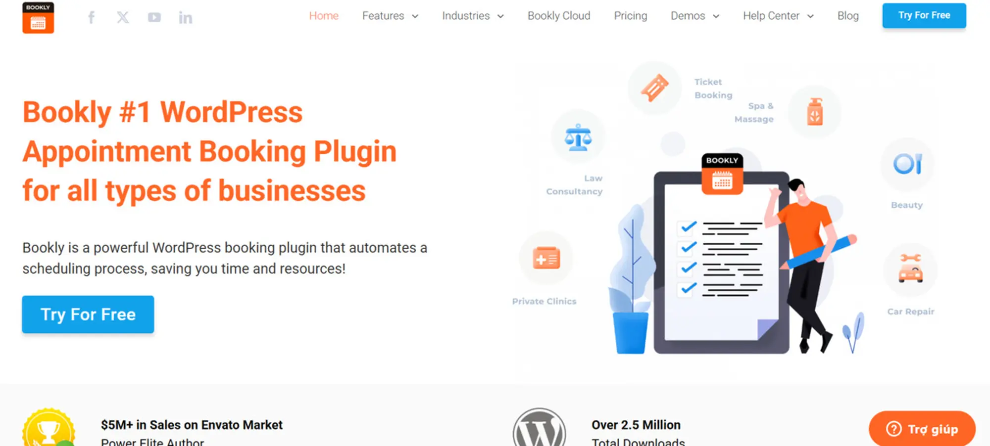 tích hợp hệ thống đặt chỗ trực tuyến bằng bookly plugin