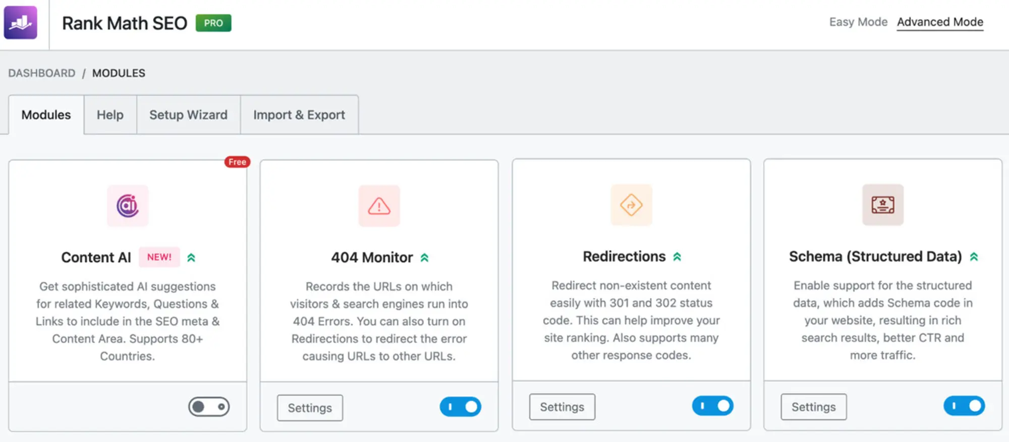 kích hoạt redirection tại plugin rankmath