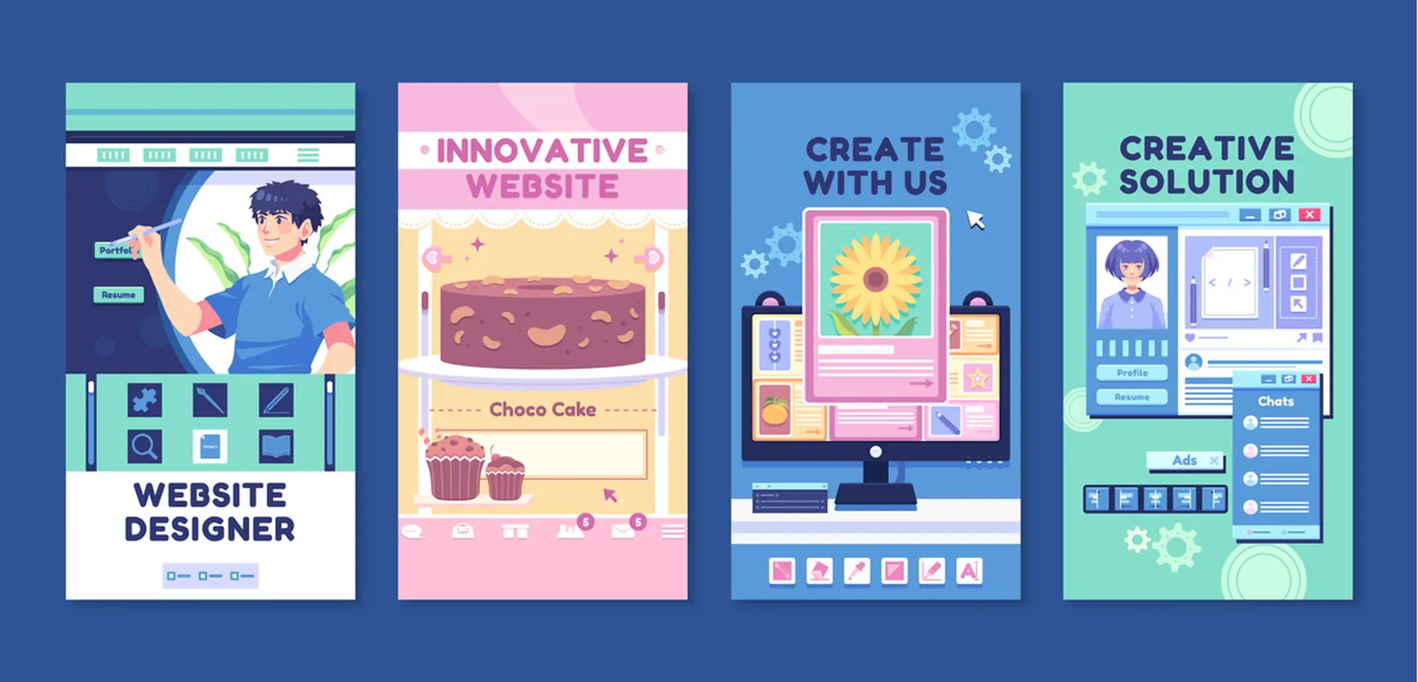 minh họa giao diện ui cho trang chủ website 