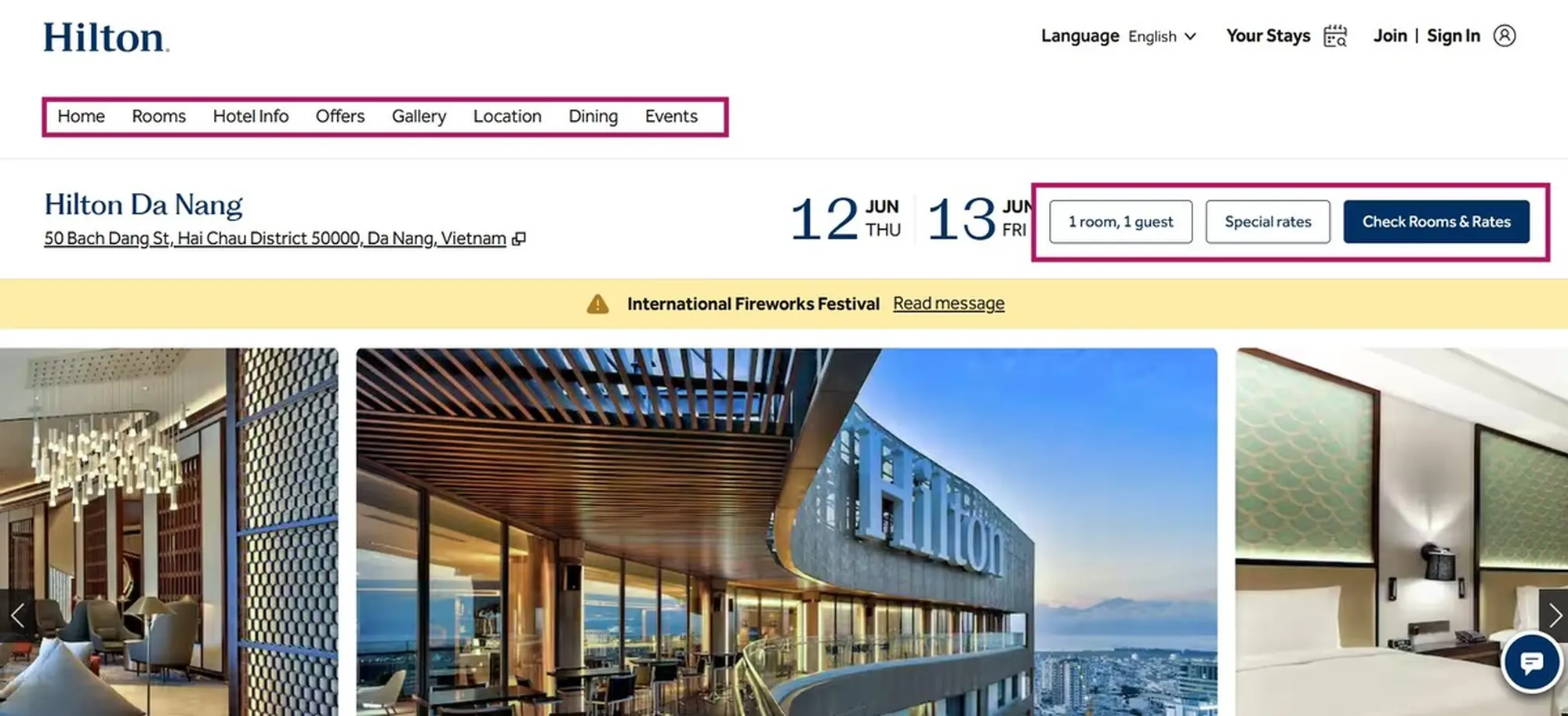 ví dụ minh họa cho việc xây dựng giao diện thiết kế website khách sạn trực quan và thẩm mỹ