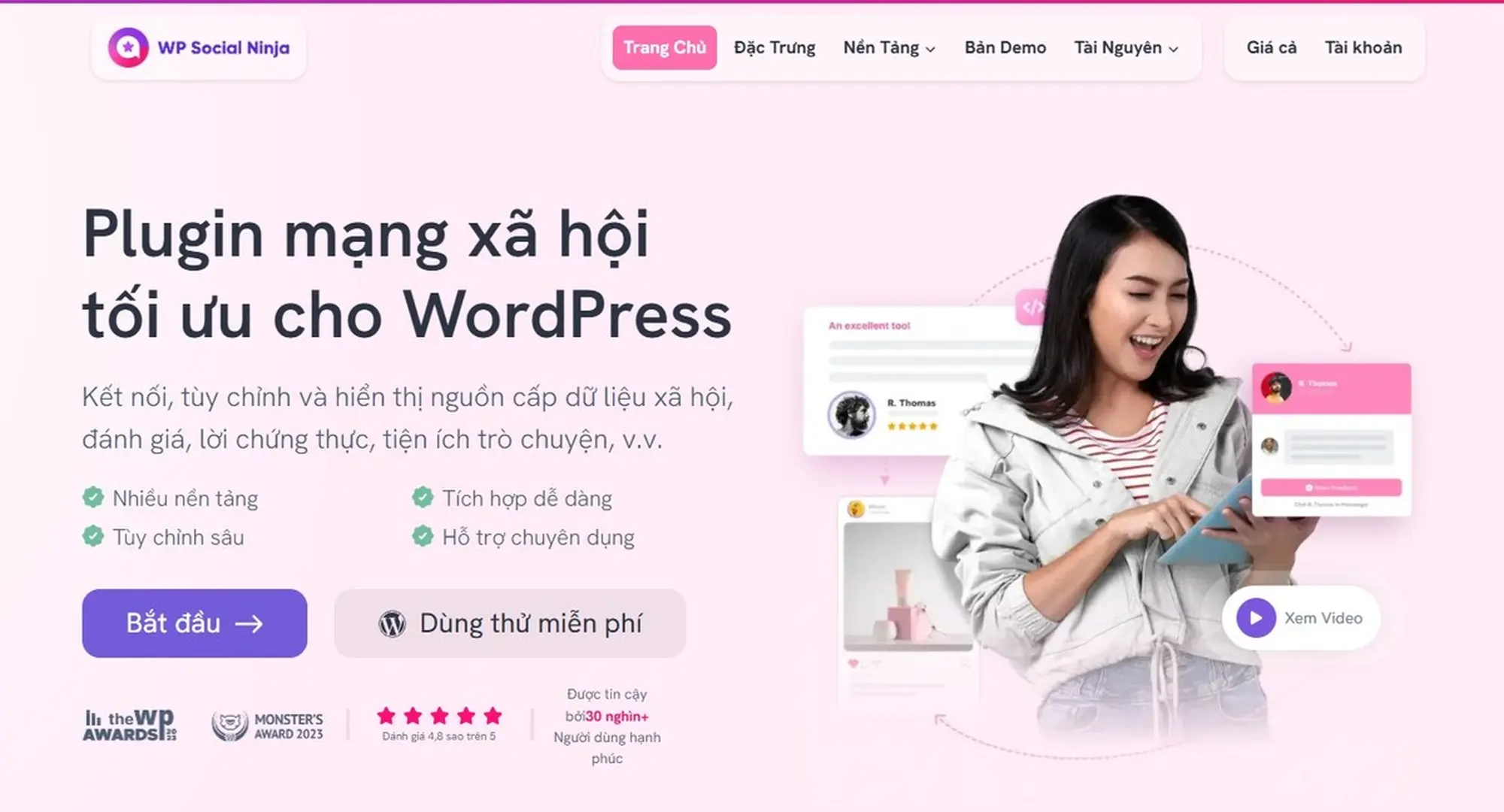 wp social ninja – plugin nhúng nguồn cấp dữ liệu xã hội và đánh giá dễ dàng