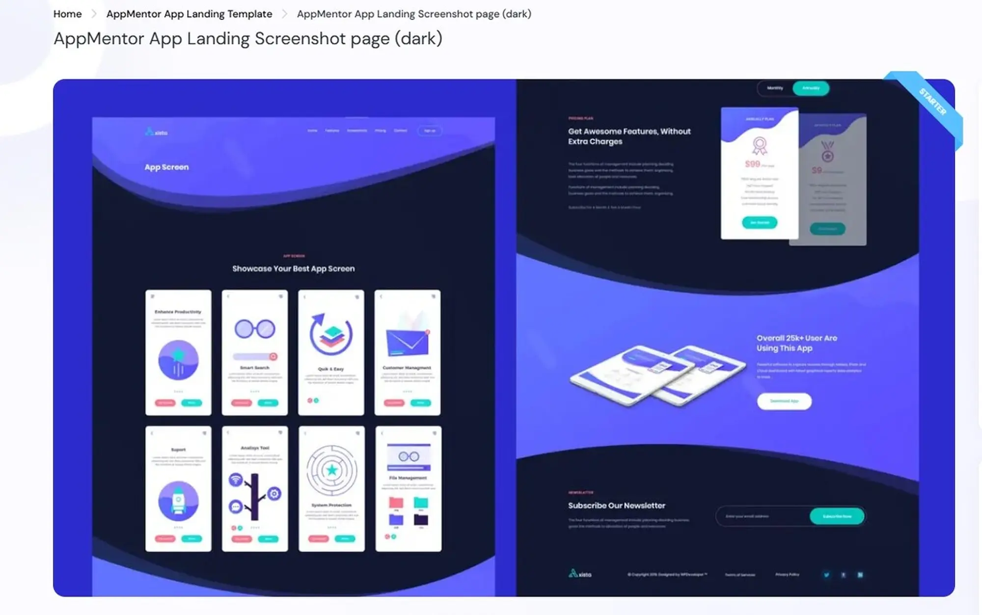 appmentor – mẫu trang đích ứng dụng