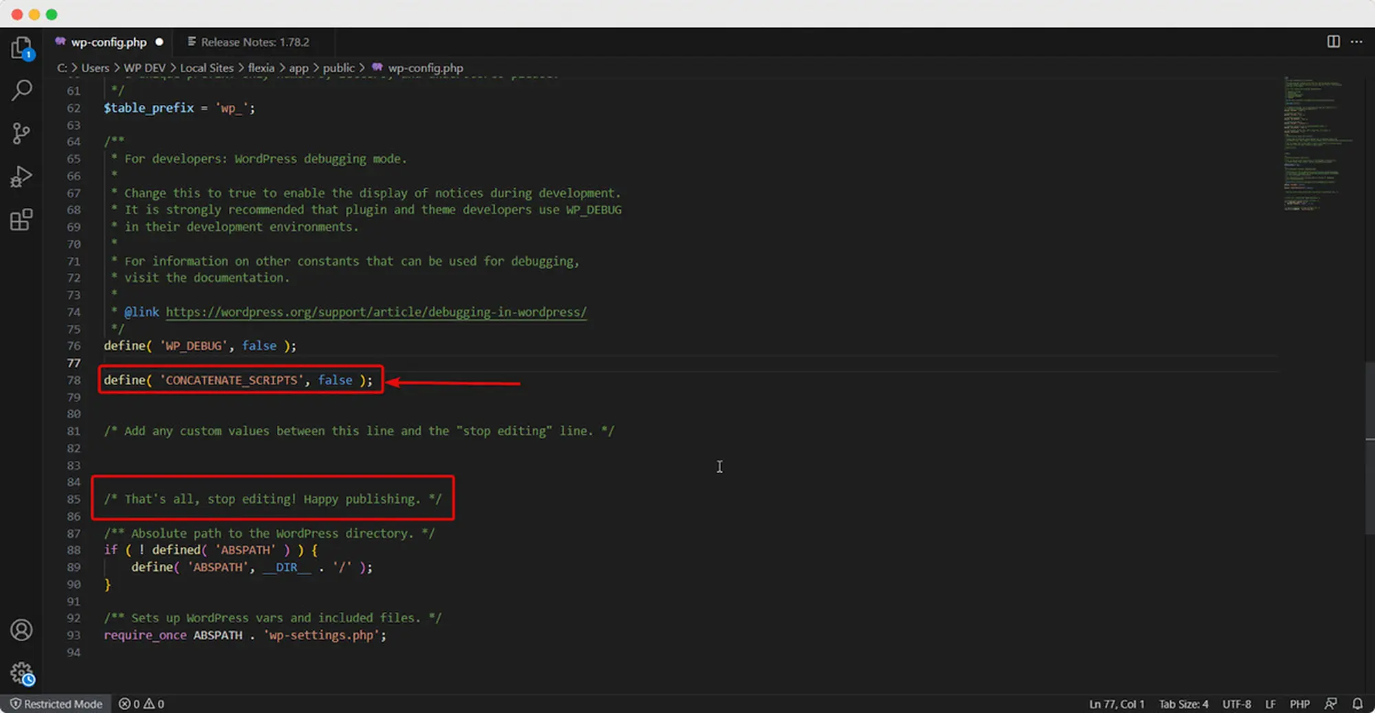 dòng mã này yêu cầu wordpress ngừng kết hợp hoặc nối javascript, css và các tập lệnh khác