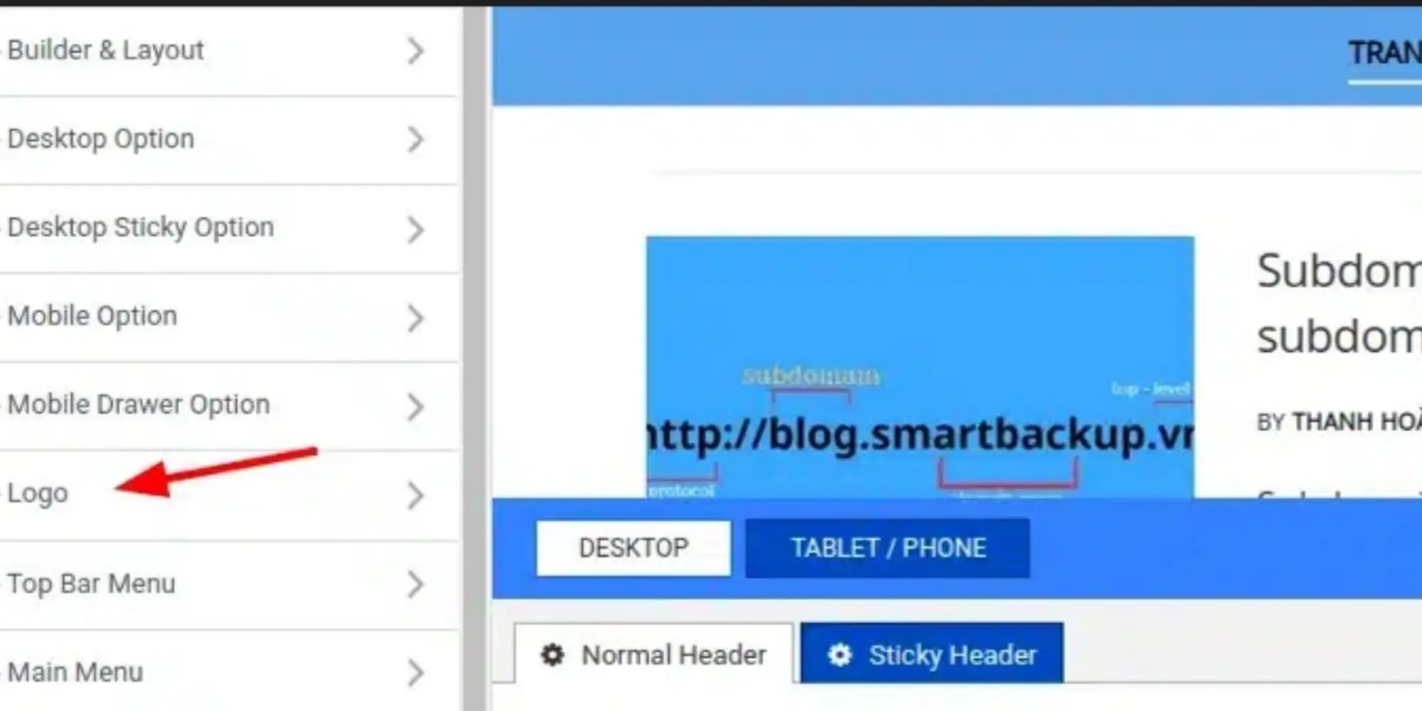 mục tải lên logo