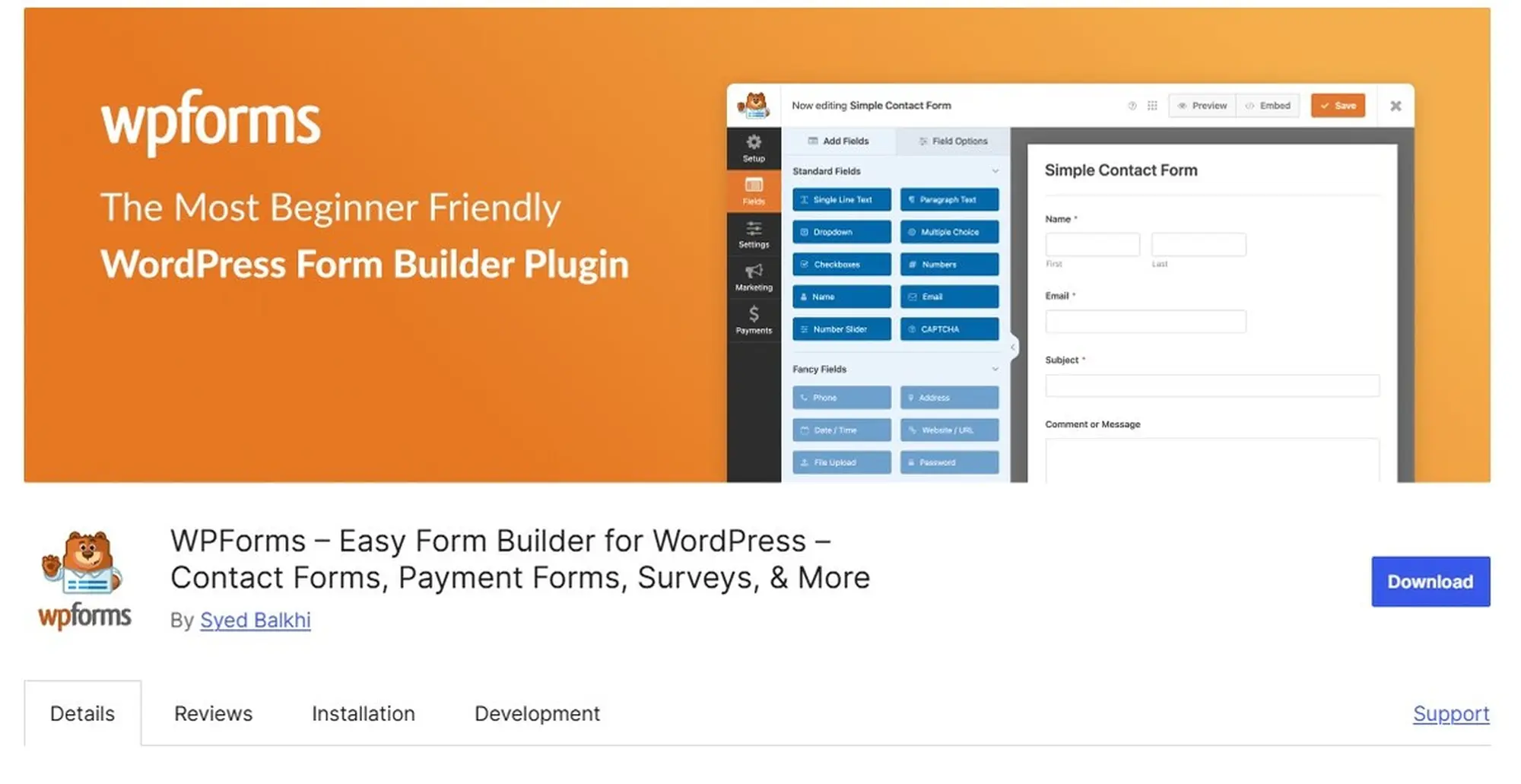 wpforms – biểu mẫu liên hệ, biểu mẫu thanh toán