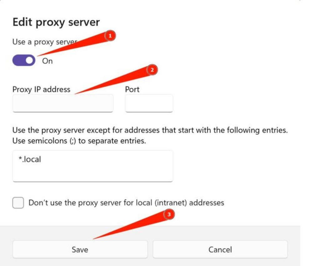 nhập địa chỉ ip proxy