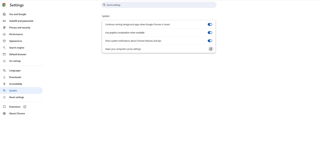 truy cập cài đặt proxy trên chrome