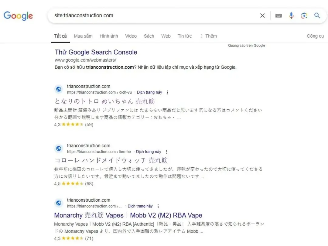 dấu hiệu cho thấy website đang bị tấn công seo tiếng nhật, link cờ bạc