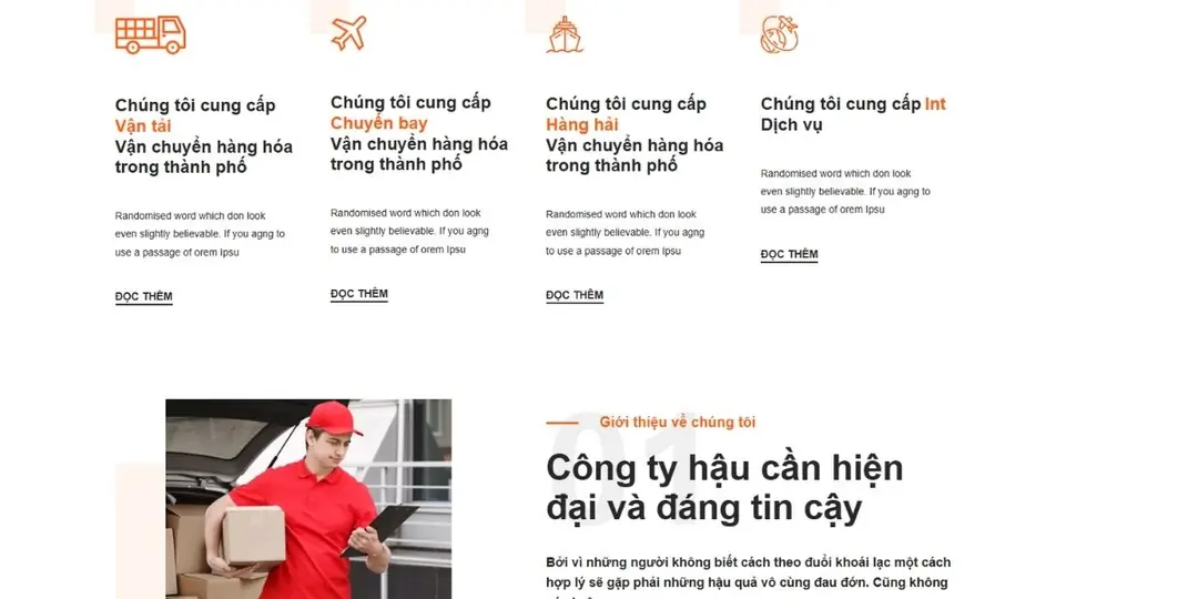 mẫu website logistics chuẩn seo và tốc độ cao