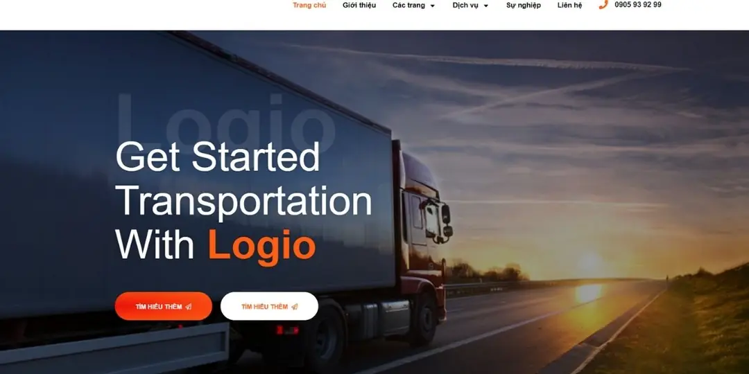 mẫu website logistics tối giản