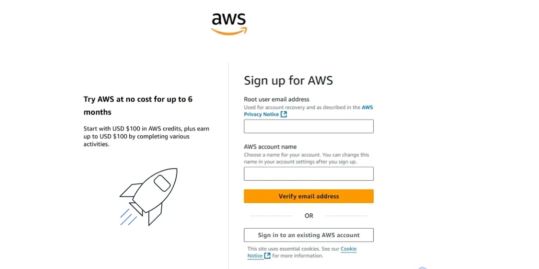 đăng nhập vào bảng điều khiển aws
