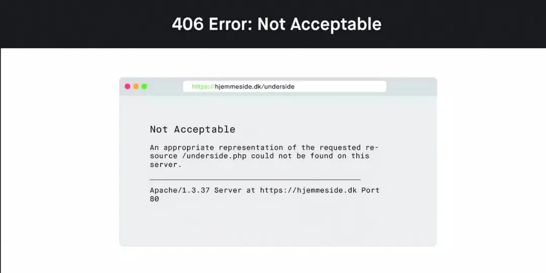 dấu hiệu nhận biết website đang gặp lỗi 406