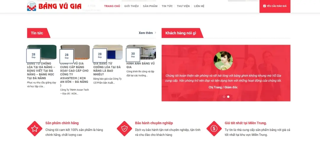 giải pháp website đà nẵng triển khai cho bảng vũ gia