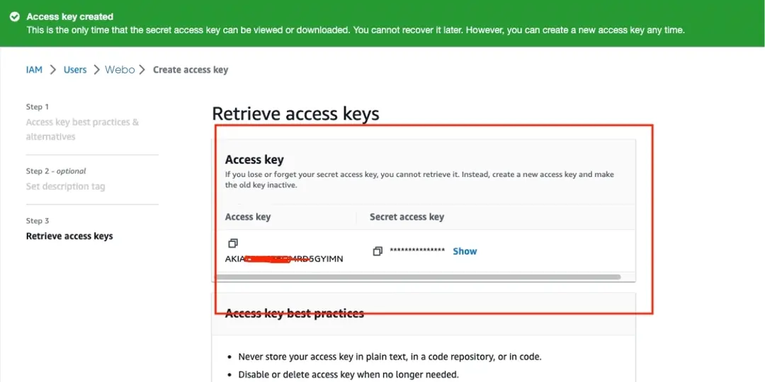lấy lại access keys