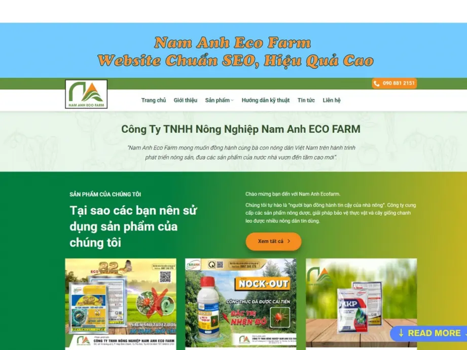 nam anh eco farm – website chuẩn seo, hiệu quả cao