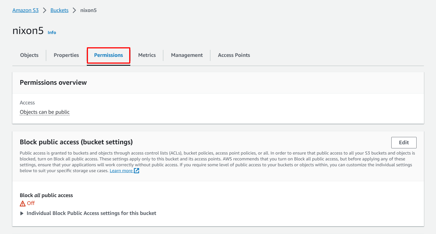 tắt chế độ chặn quyền truy cập công khai cho cả những bucket