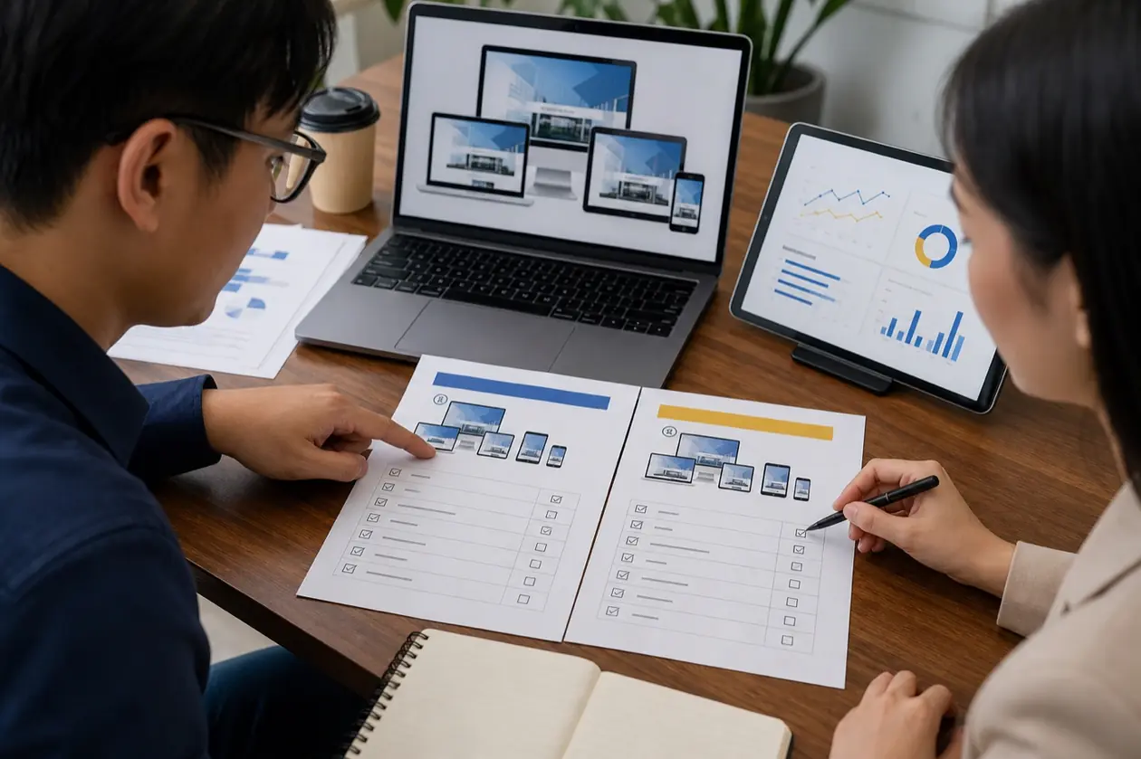 doanh nghiệp so sánh báo giá và hạng mục thiết kế website