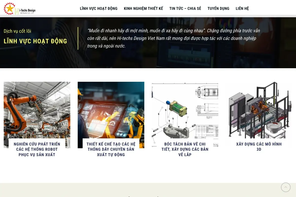 ảnh chụp khu vực lĩnh vực hoạt động trên website hdv