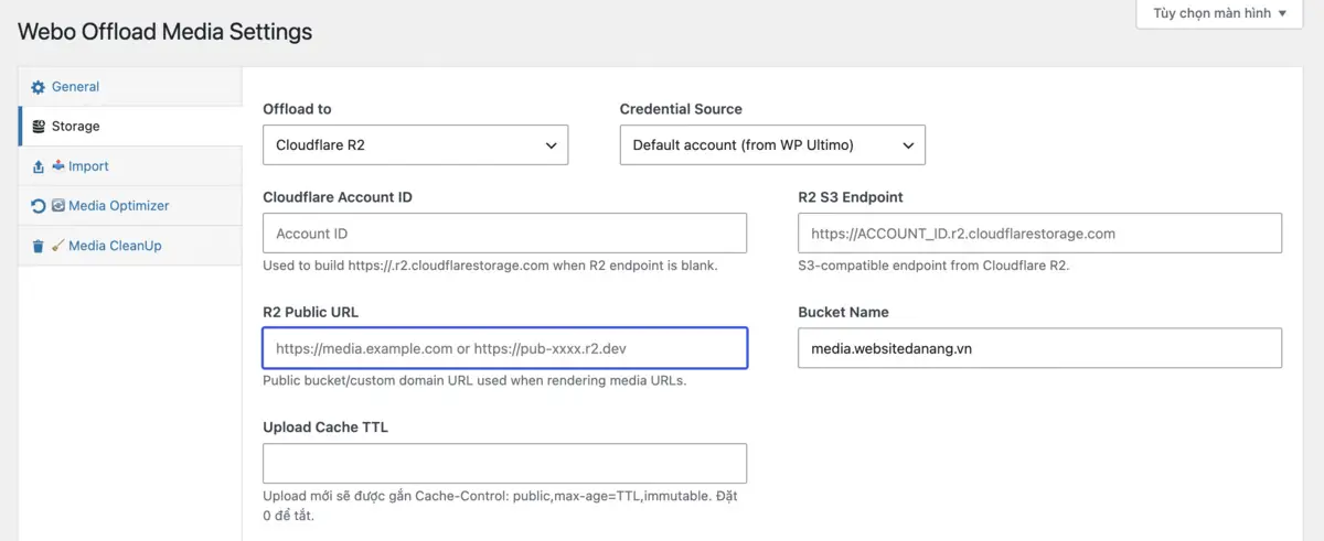Kết nối Webo Offload media lên R2