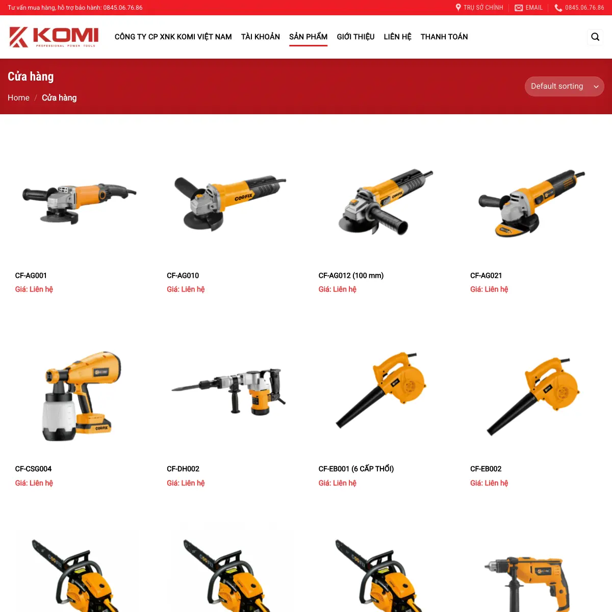 catalog sản phẩm trên website komi việt nam